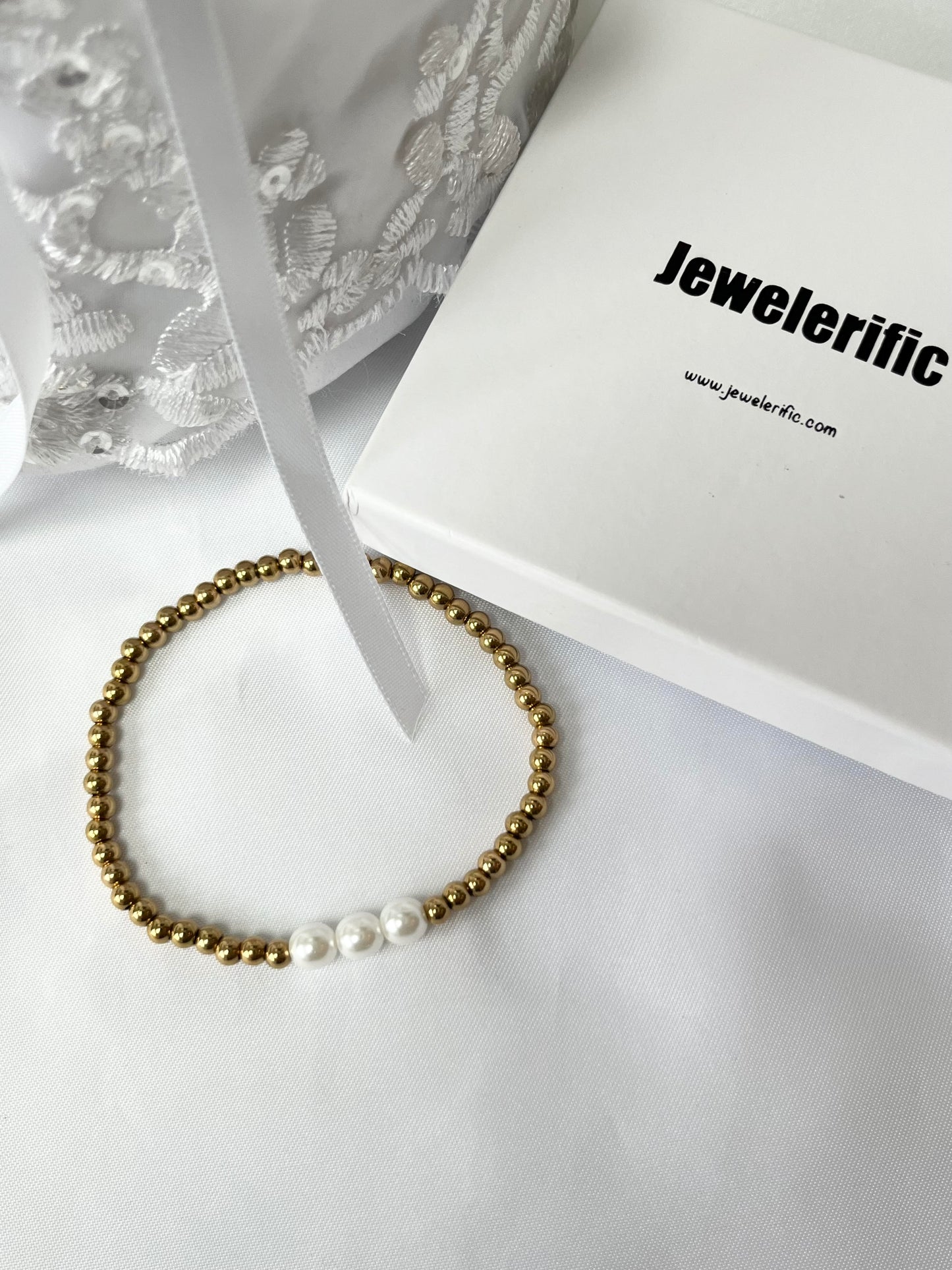 Pearl and Gold Holy Communion Bracelet