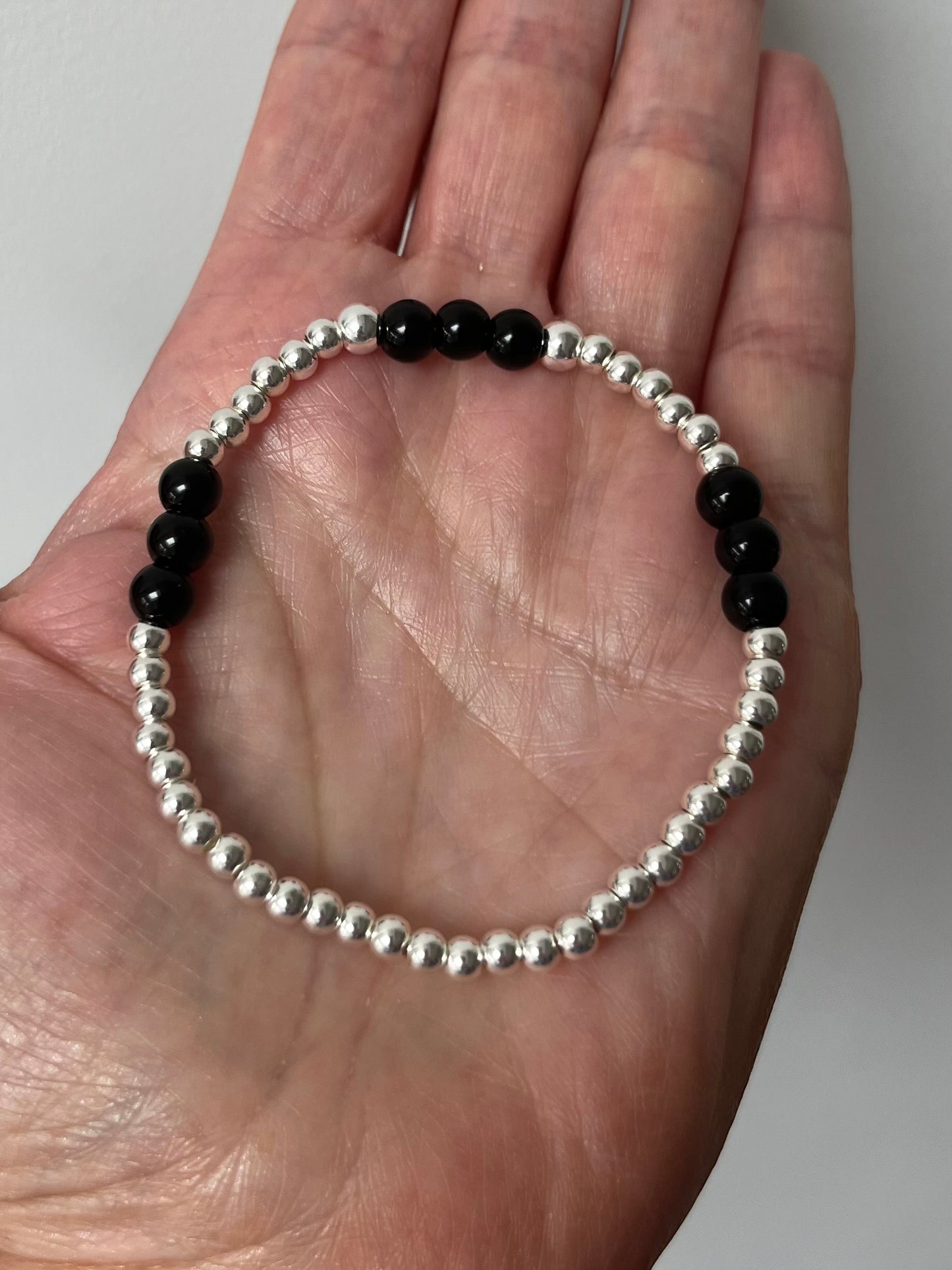Black Onyx and Sterling Silver Bracelet