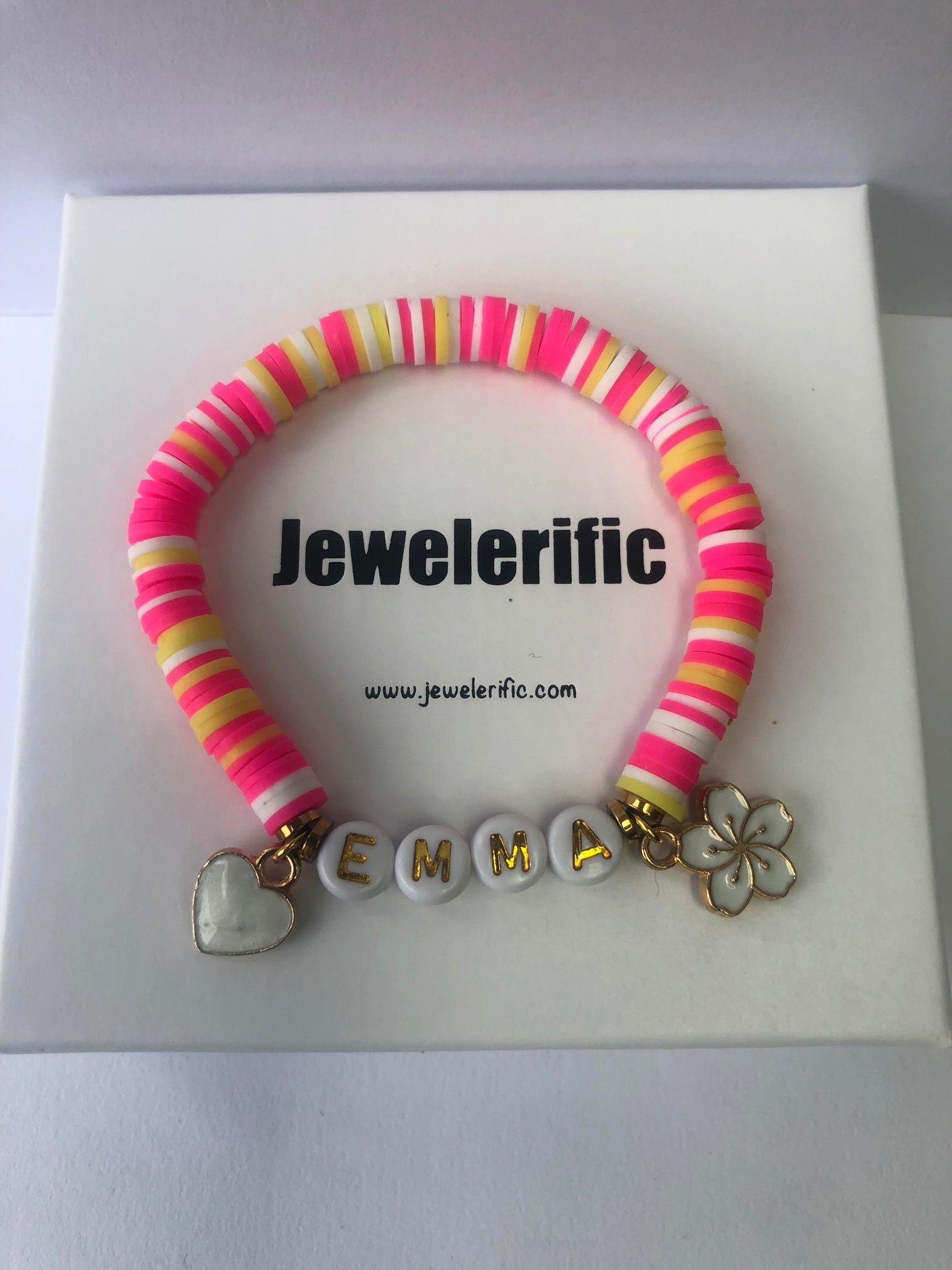 Personalised Clay Bead Bracelet - Name and Charms