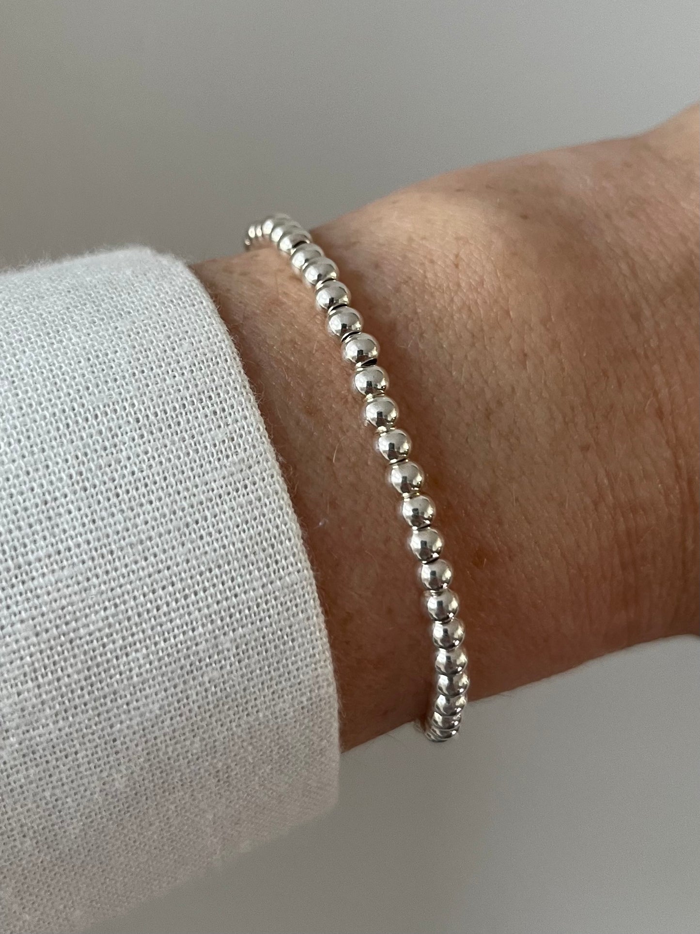 Silver beaded sterling silver stacking bracelet