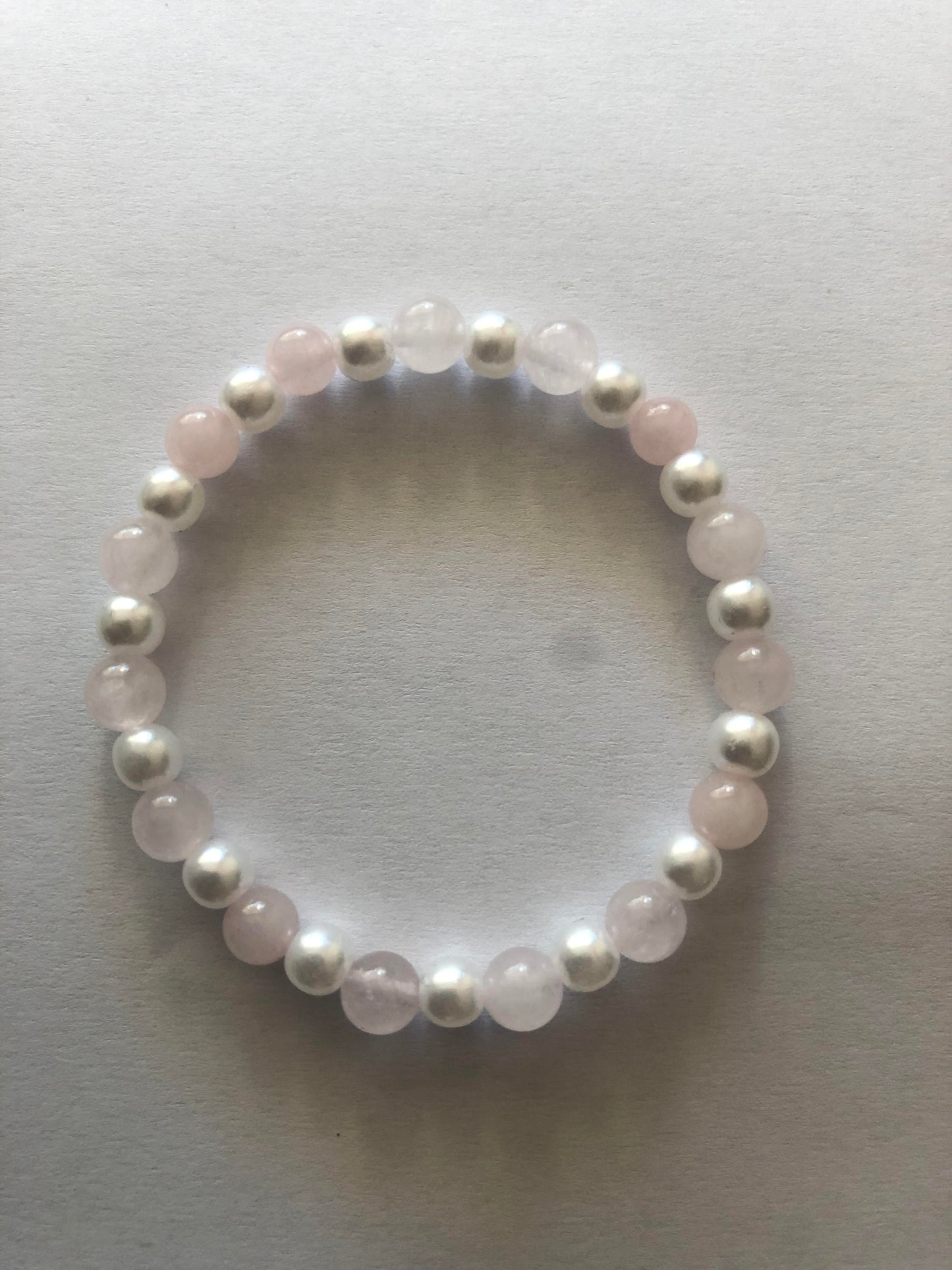 Rose Quartz Crystal and Pearl Bracelet