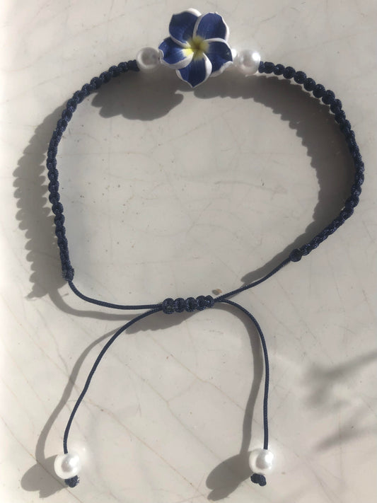 Flower String Bracelet - Navy