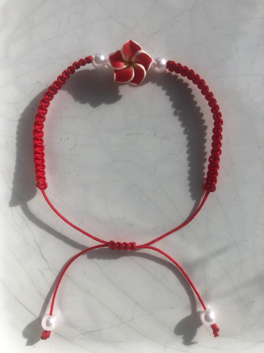 Flower String Bracelet - Red