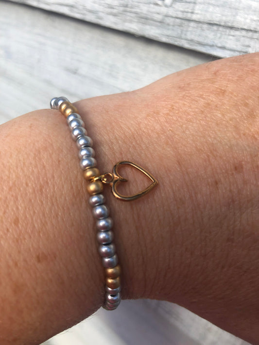 Bracelet Charm - Gold Coloured Love Heart