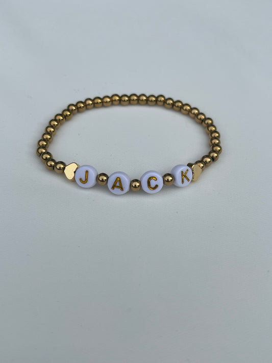 Gold Beaded Name Bracelet