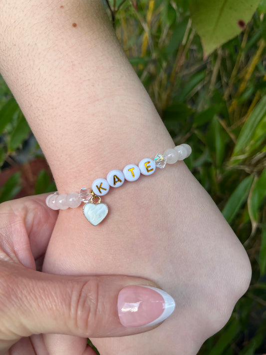 Rose Quartz and Crystal Bracelet  - Name