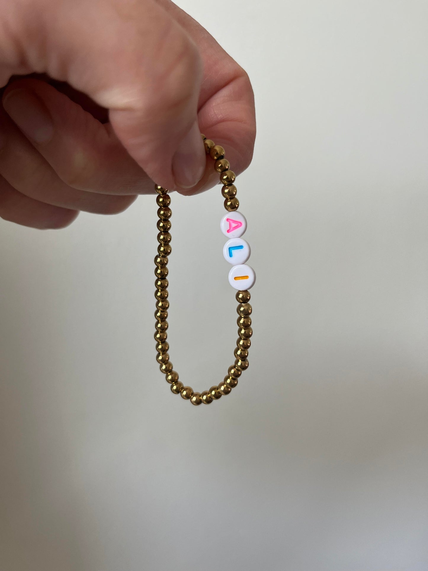 Gold Beaded Name Bracelet