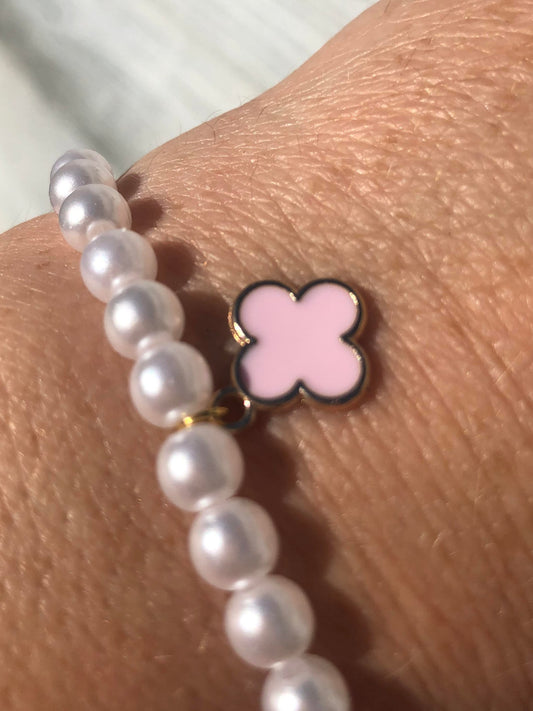 Bracelet Charm - Pink Clover