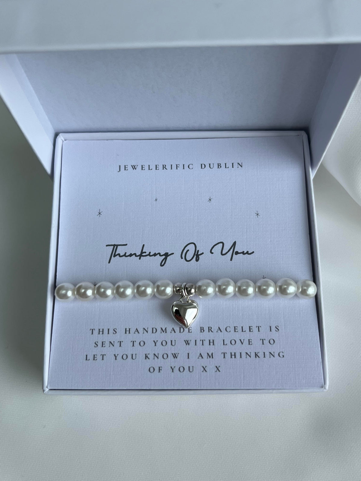 Pearl Bracelet with Silver Heart Charm