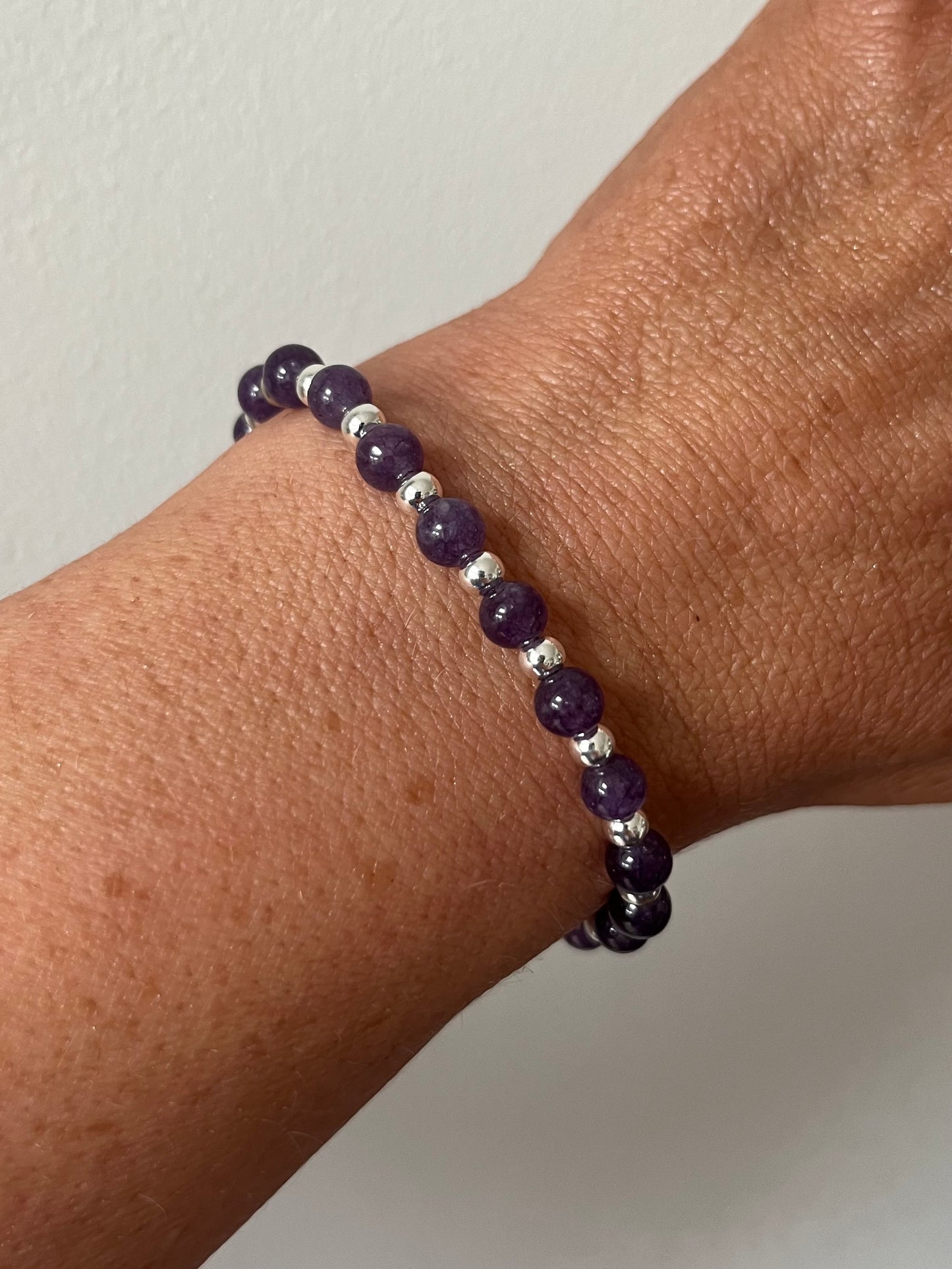 Purple Amethyst and Sterling Silver Bracelet