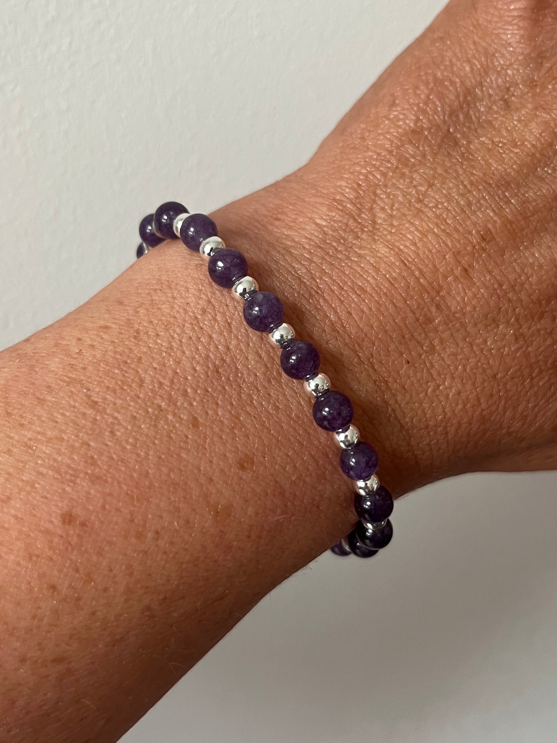 Purple Amethyst and Sterling Silver Bracelet