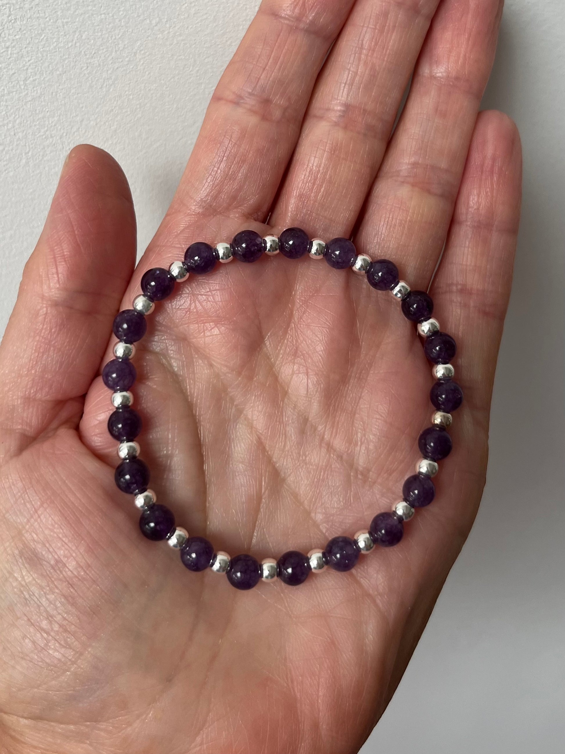 Purple Amethyst and Sterling Silver Bracelet