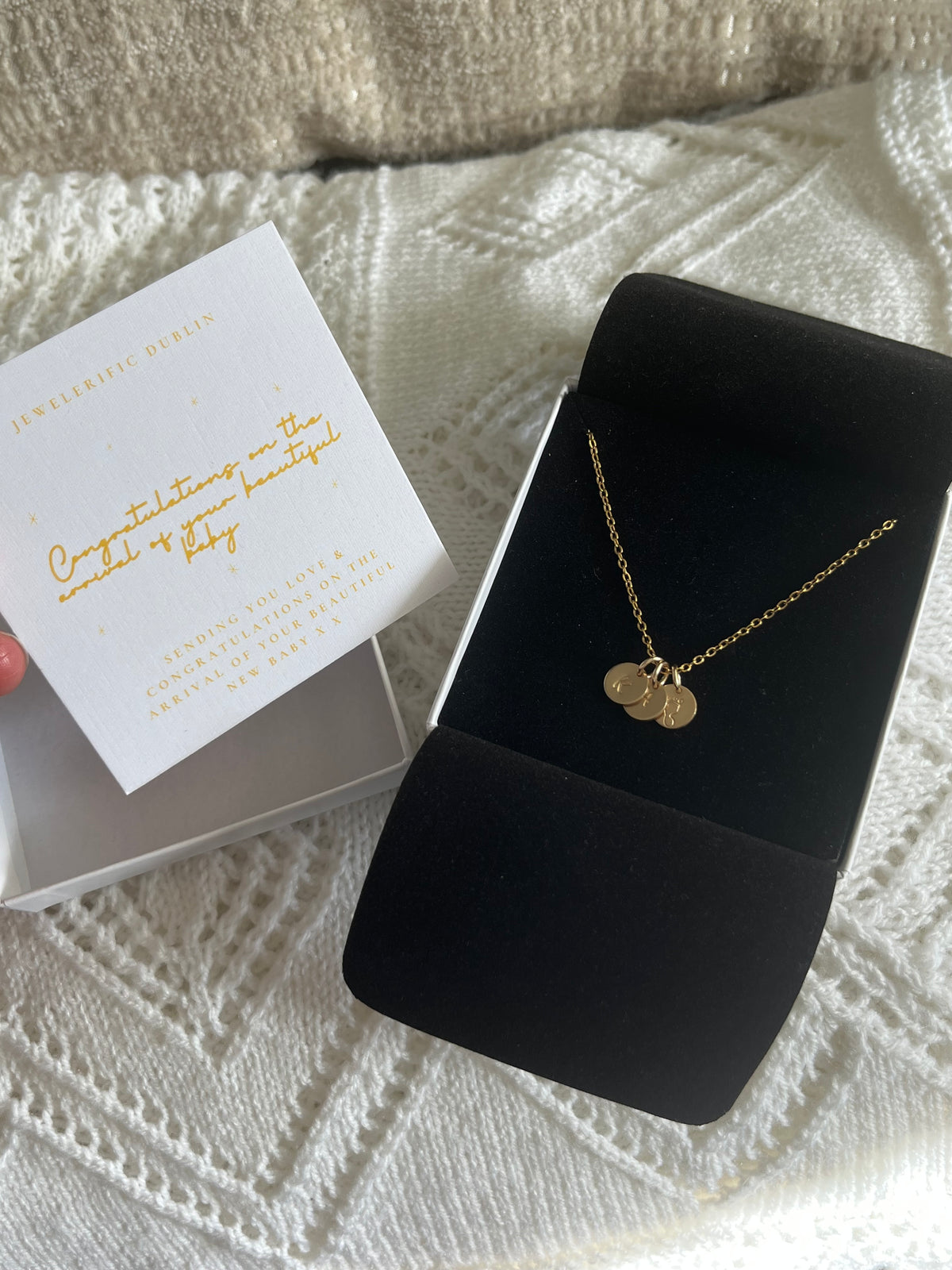 New Mum Gold Necklace with 3 Initial Discs