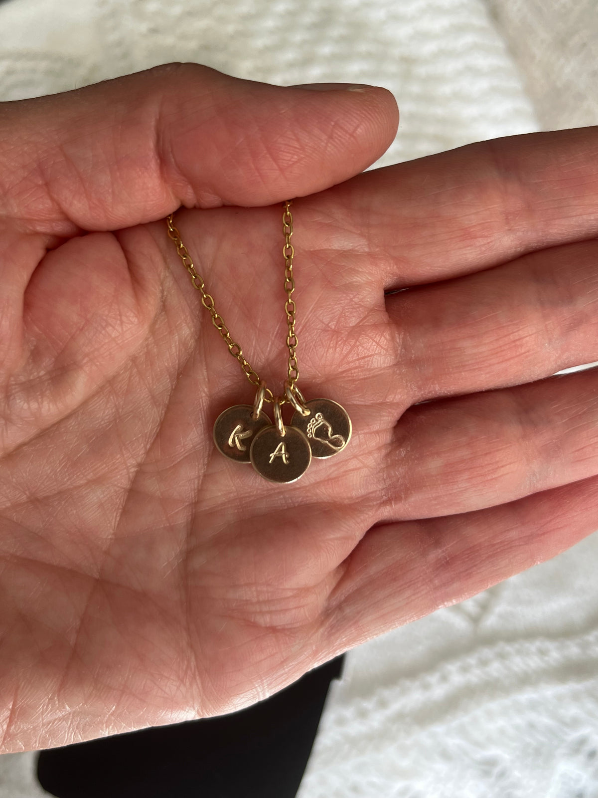 New Mum Gold Necklace with 3 Initial Discs