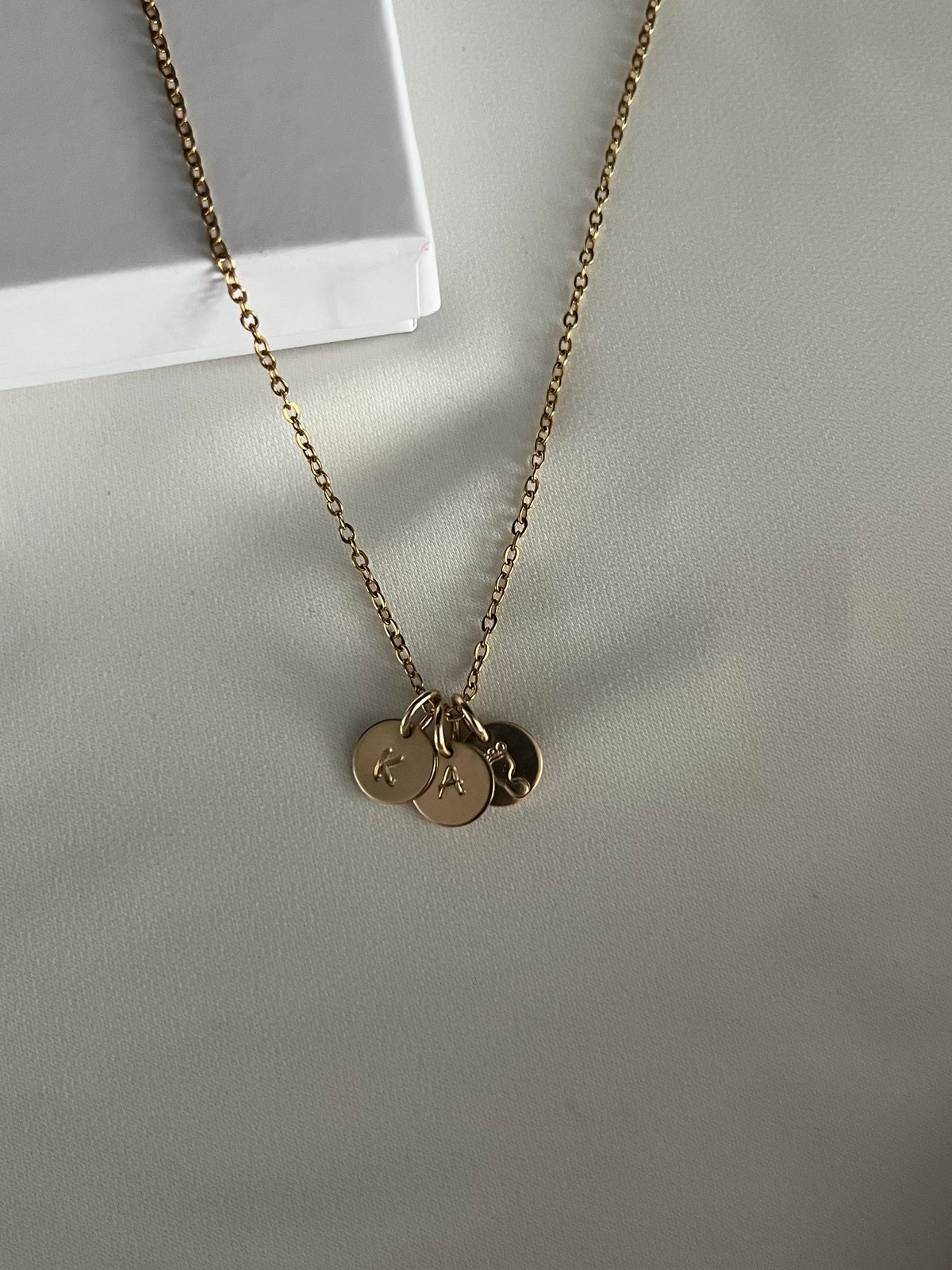 New Mum Gold Necklace with 3 Initial Discs