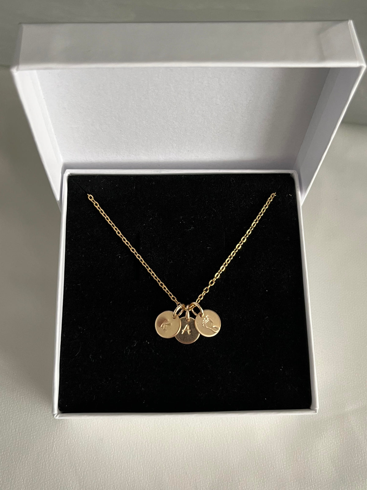 New Mum Gold Necklace with 3 Initial Discs