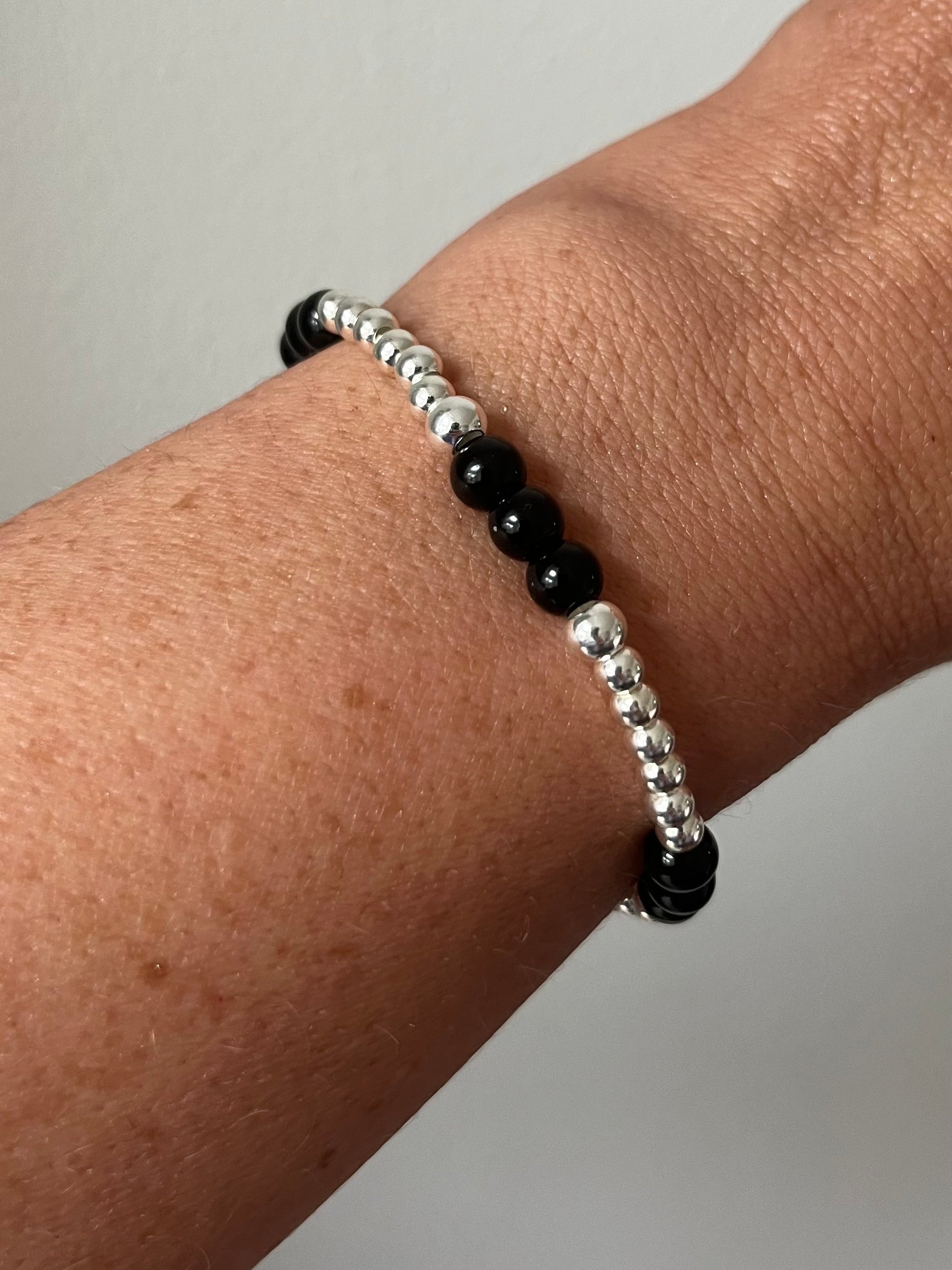 Black Onyx and Sterling Silver Bracelet