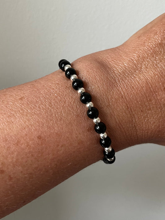 Crystal Bracelet - Black Onyx with Sterling Silver