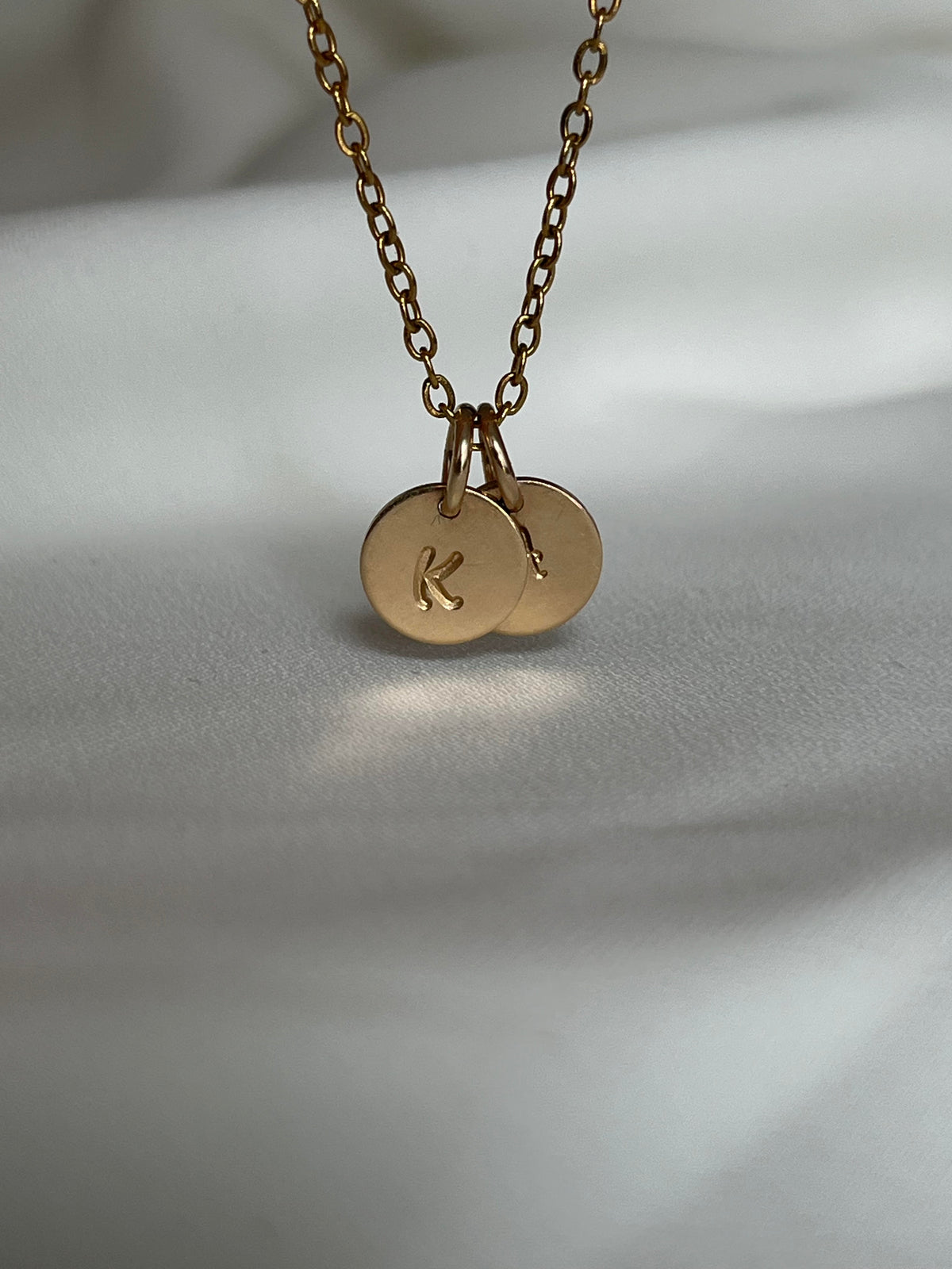 Personalised Gold Necklace with 2 Initial Discs