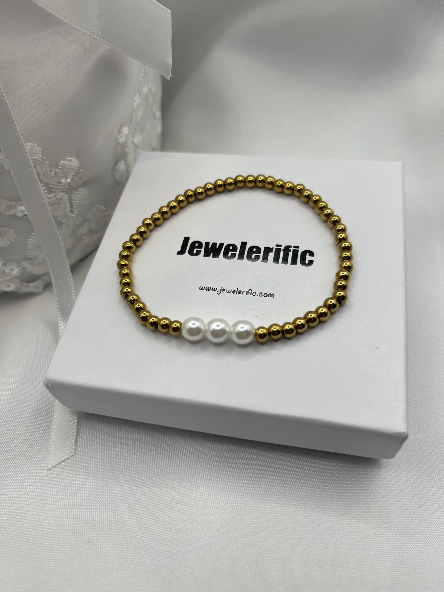 Pearl and Gold Holy Communion Bracelet