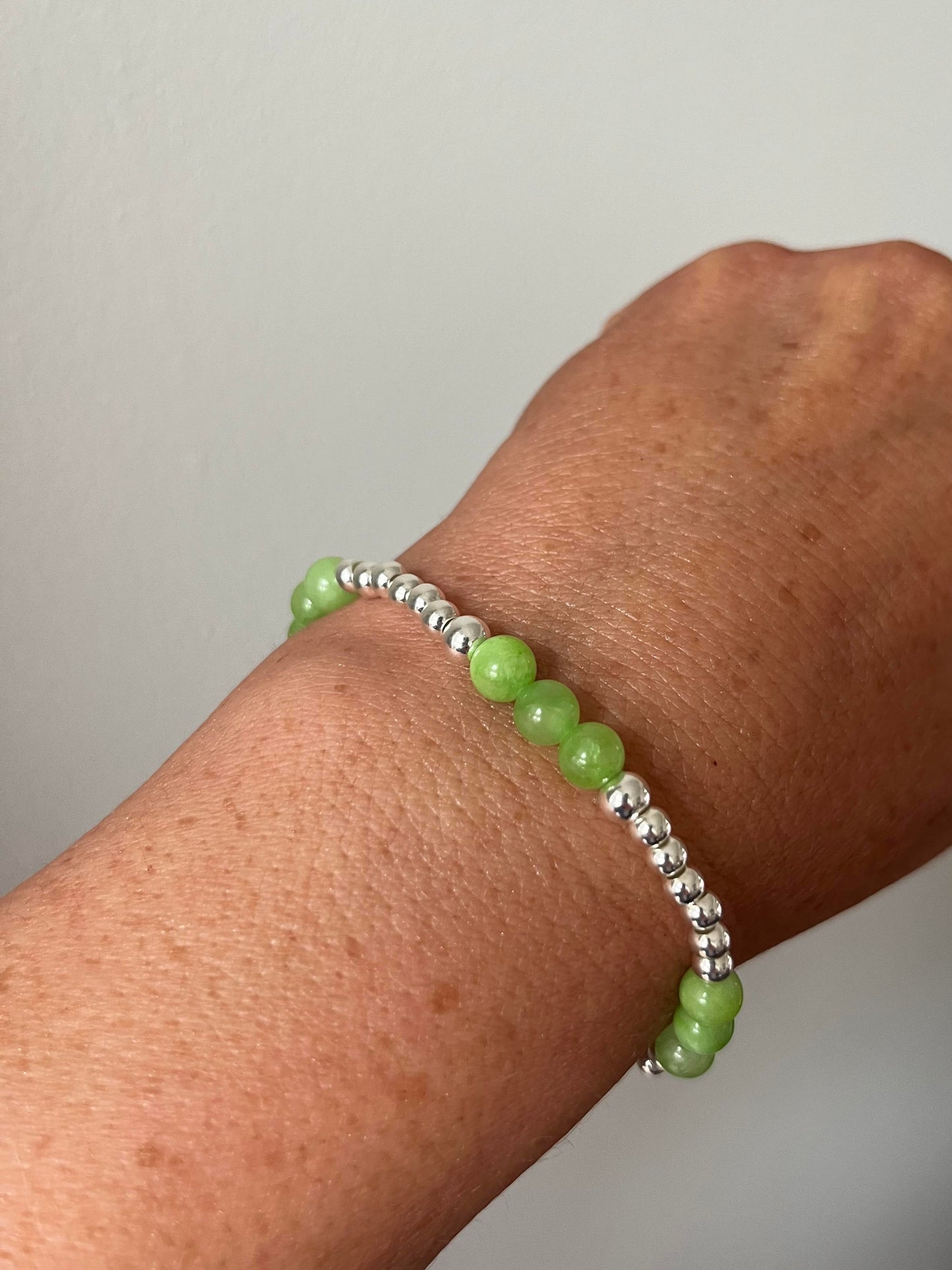 Green Aventurine with Sterling Silver Bracelet
