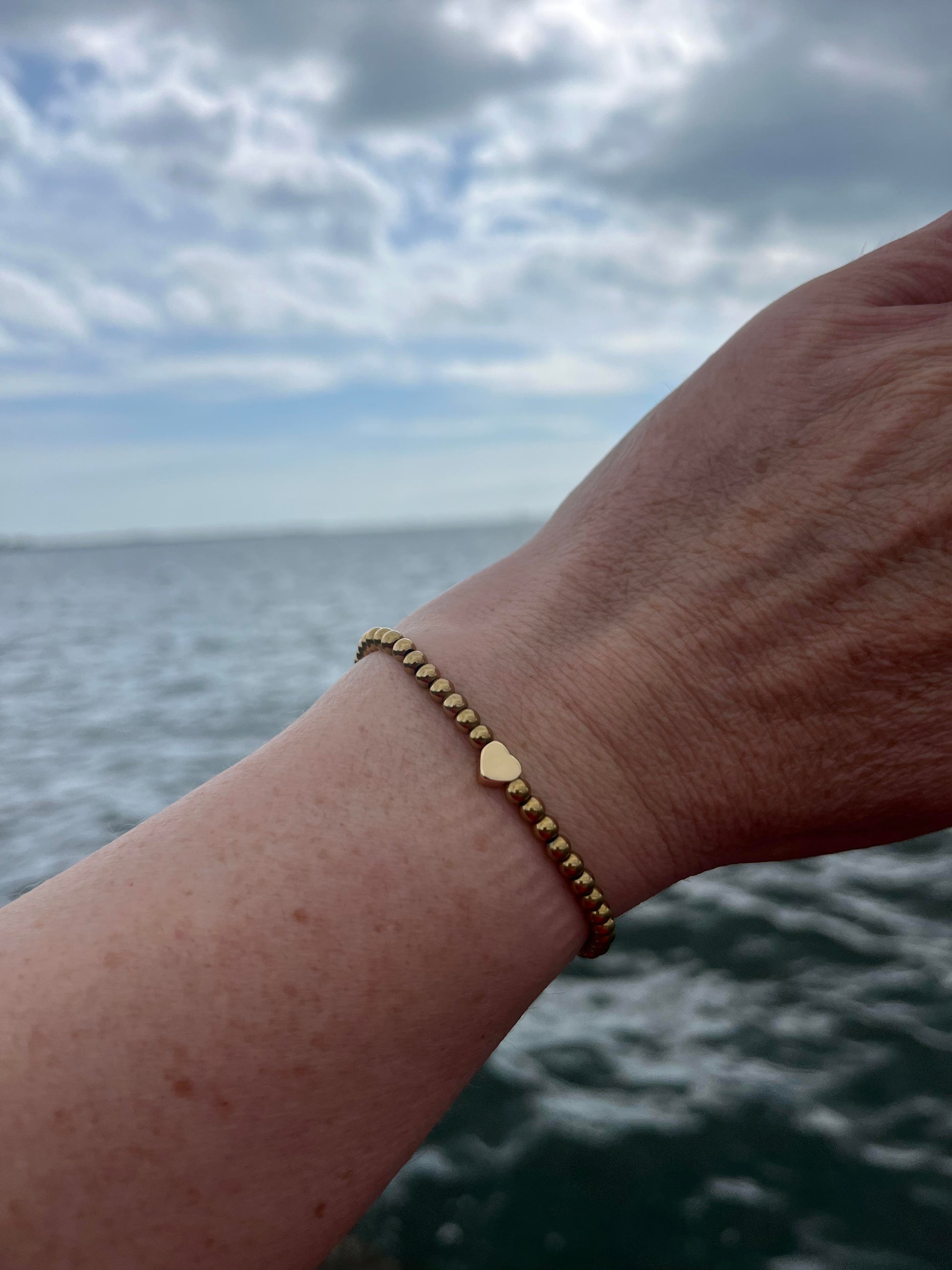 Gold Heart Beaded Bracelet