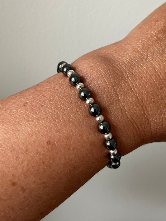Hematite Crystal Bracelet with Sterling Silver