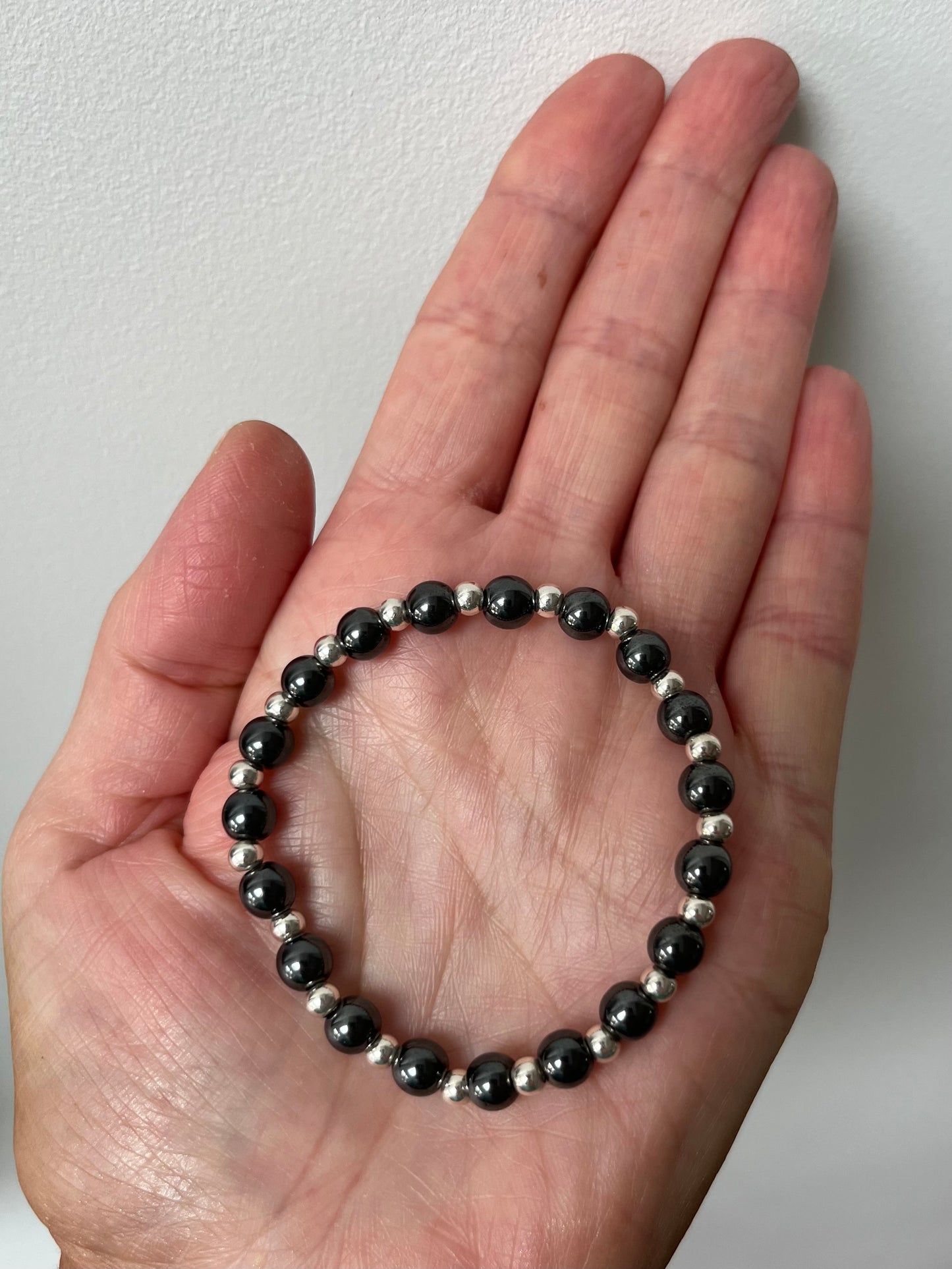 Hematite Crystal Bracelet with Sterling Silver