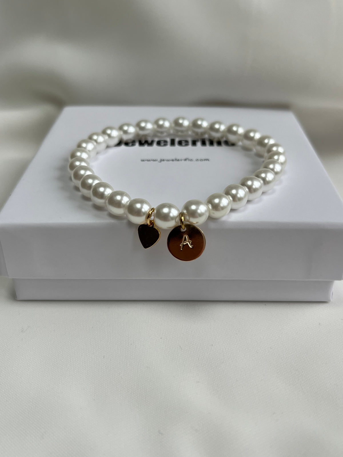 Pearl Bracelet with Initial Disc