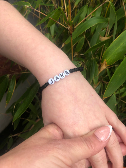 Personalised Black String Bracelet - Name