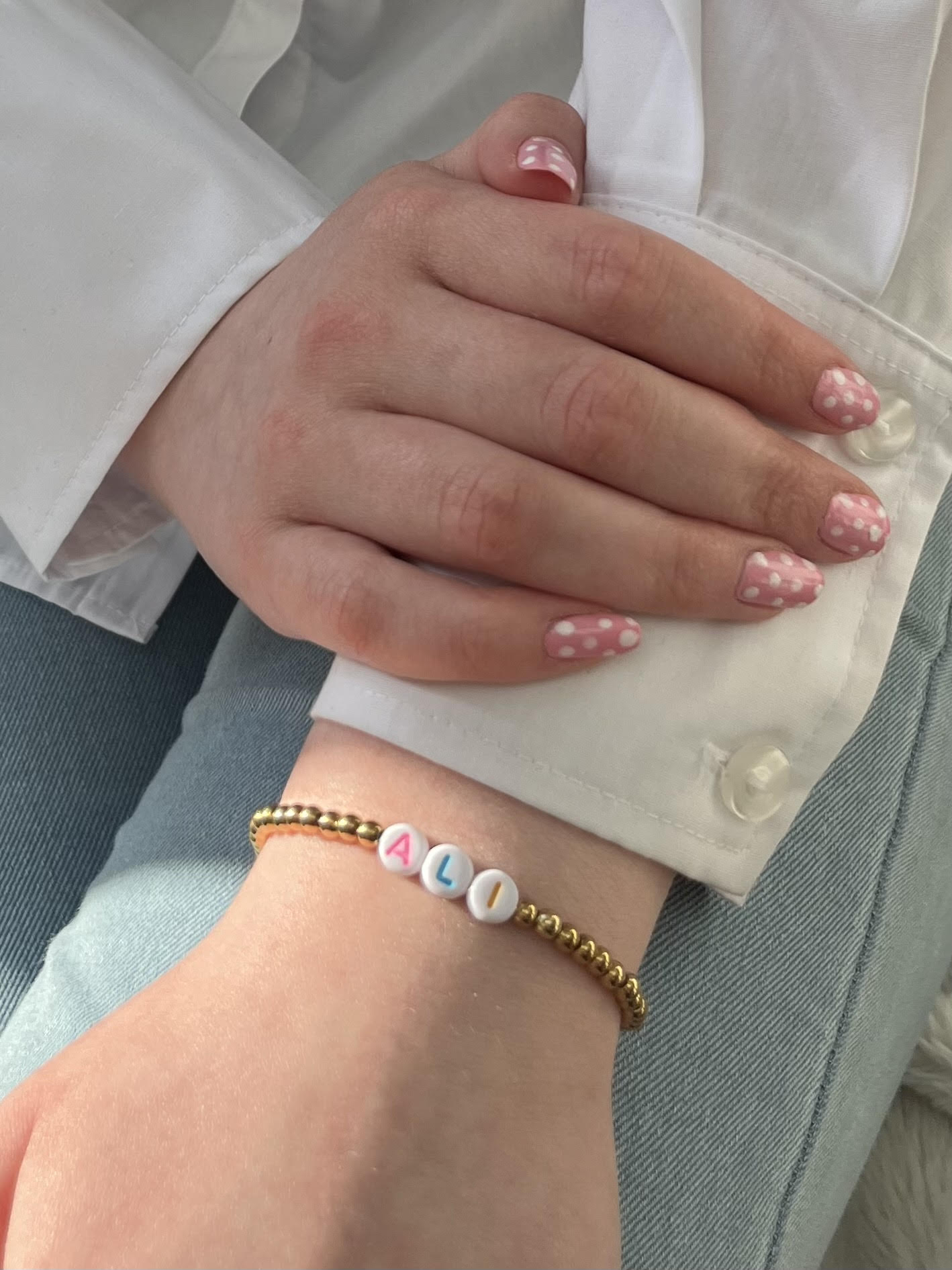 Gold Beaded Name Bracelet