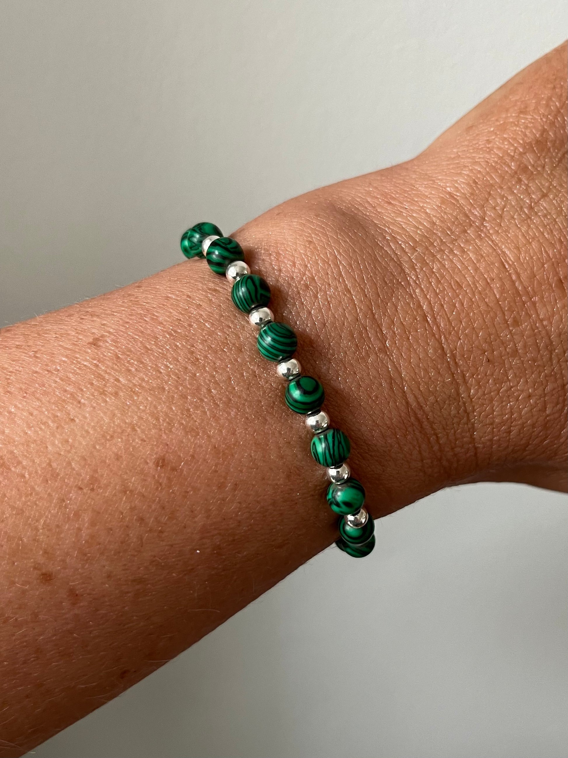 Malachite crystal bracelet with sterling silver