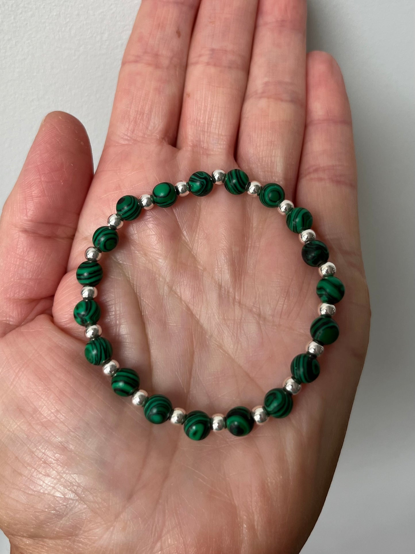 Malachite crystal bracelet with sterling silver