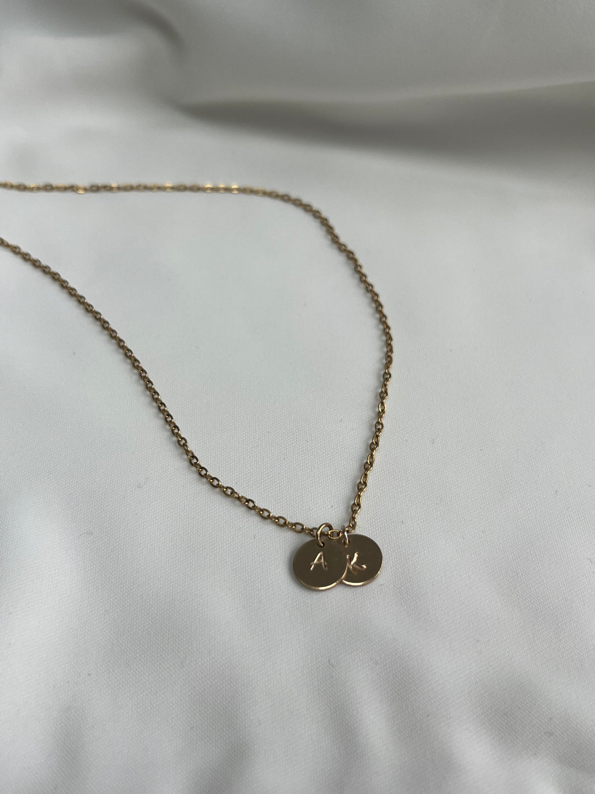 Personalised Gold Necklace with 2 Initial Discs