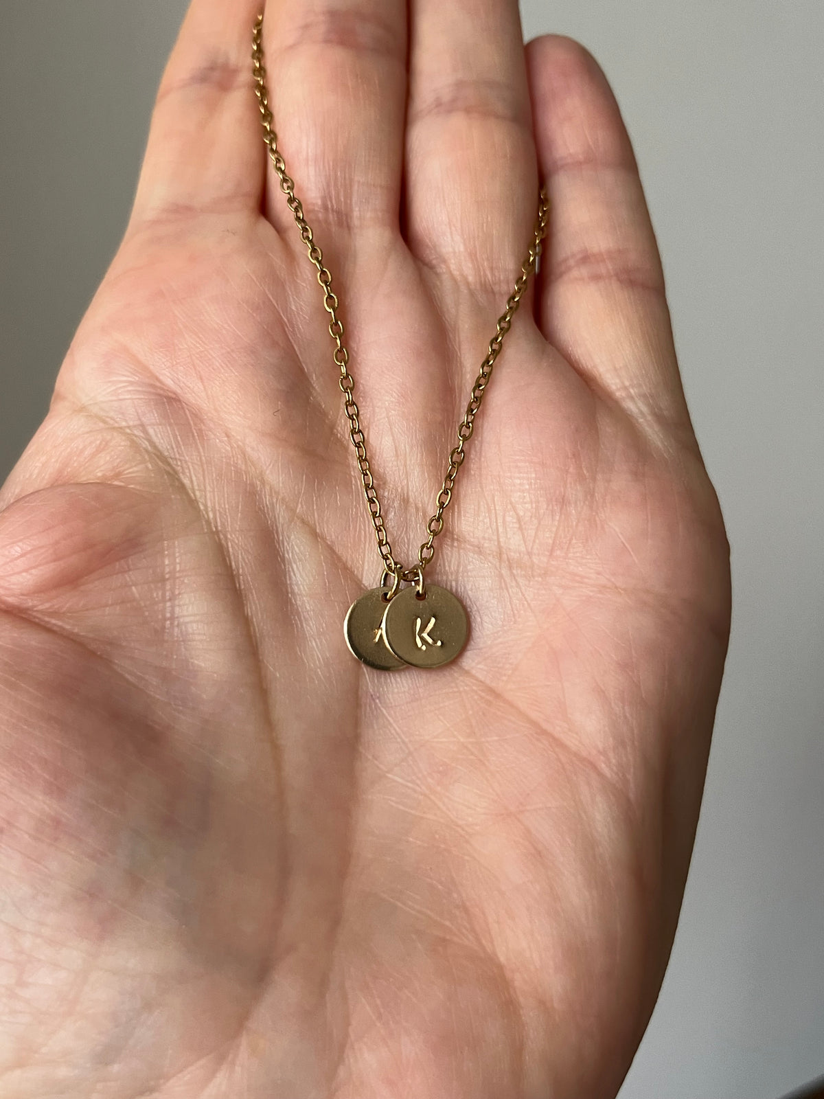 Personalised Gold Necklace with 2 Initial Disc