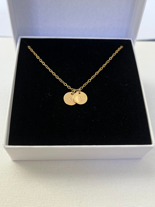 Personalised Gold Necklace with Initial Discs