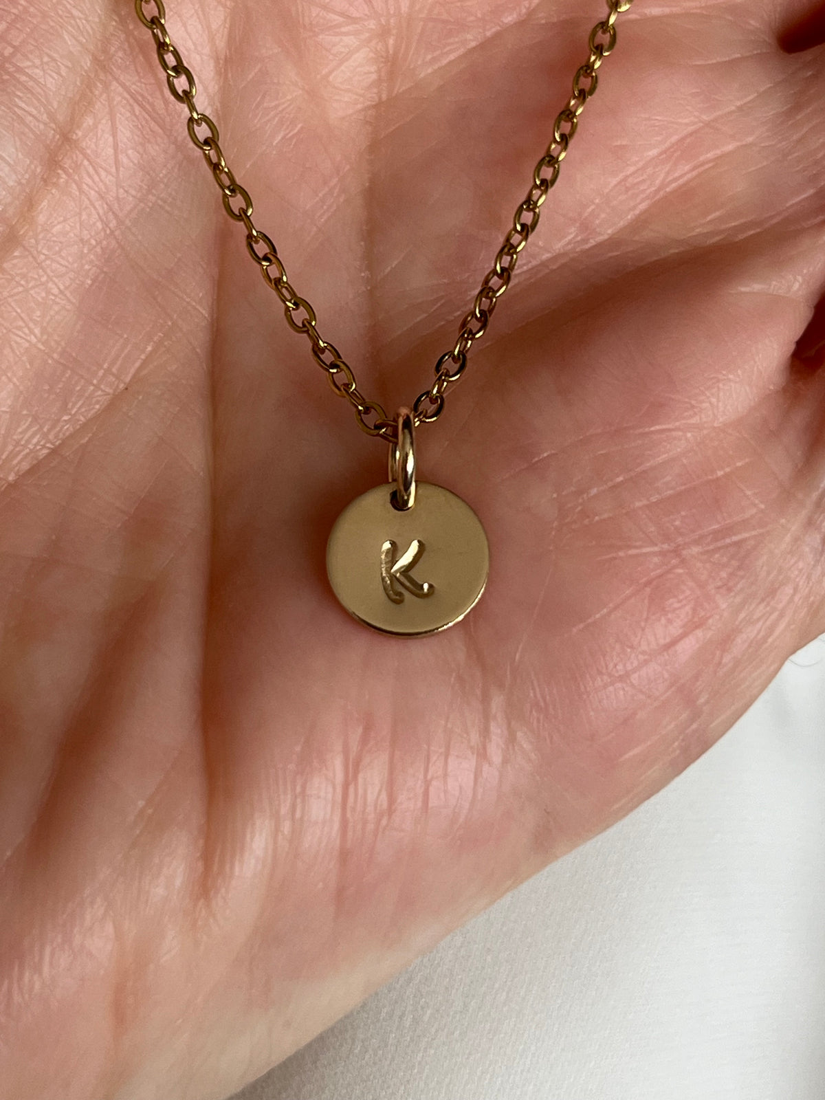 Personalised Gold Necklace with One Initial Disc