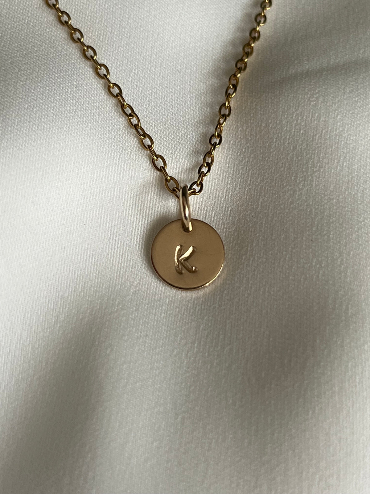 Personalised Gold Necklace with One Initial Disc