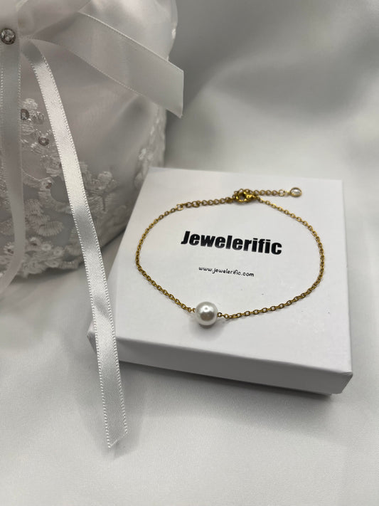 Gold and Pearl Holy Communion Bracelet