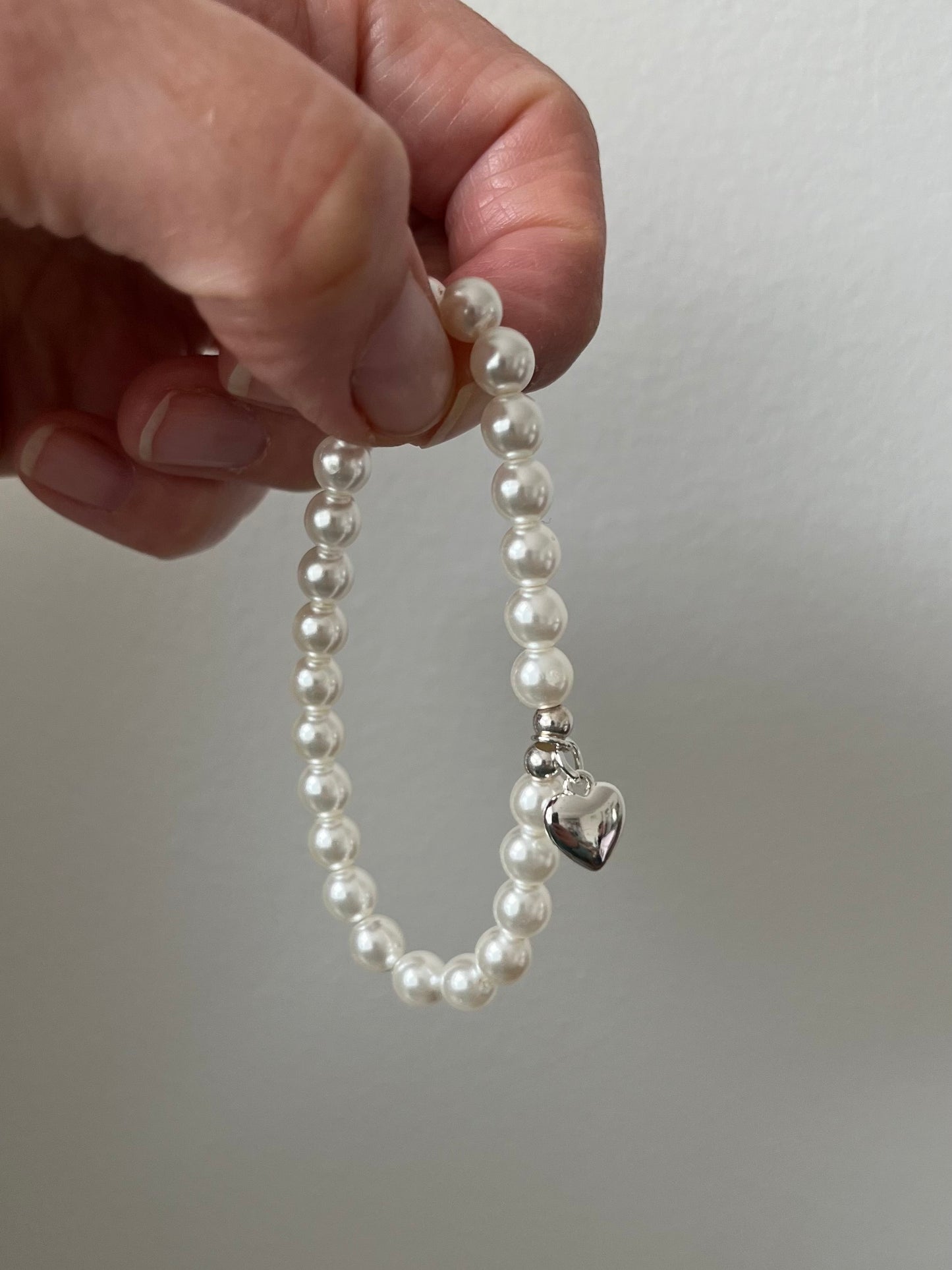 Pearl Bracelet with Heart Charm