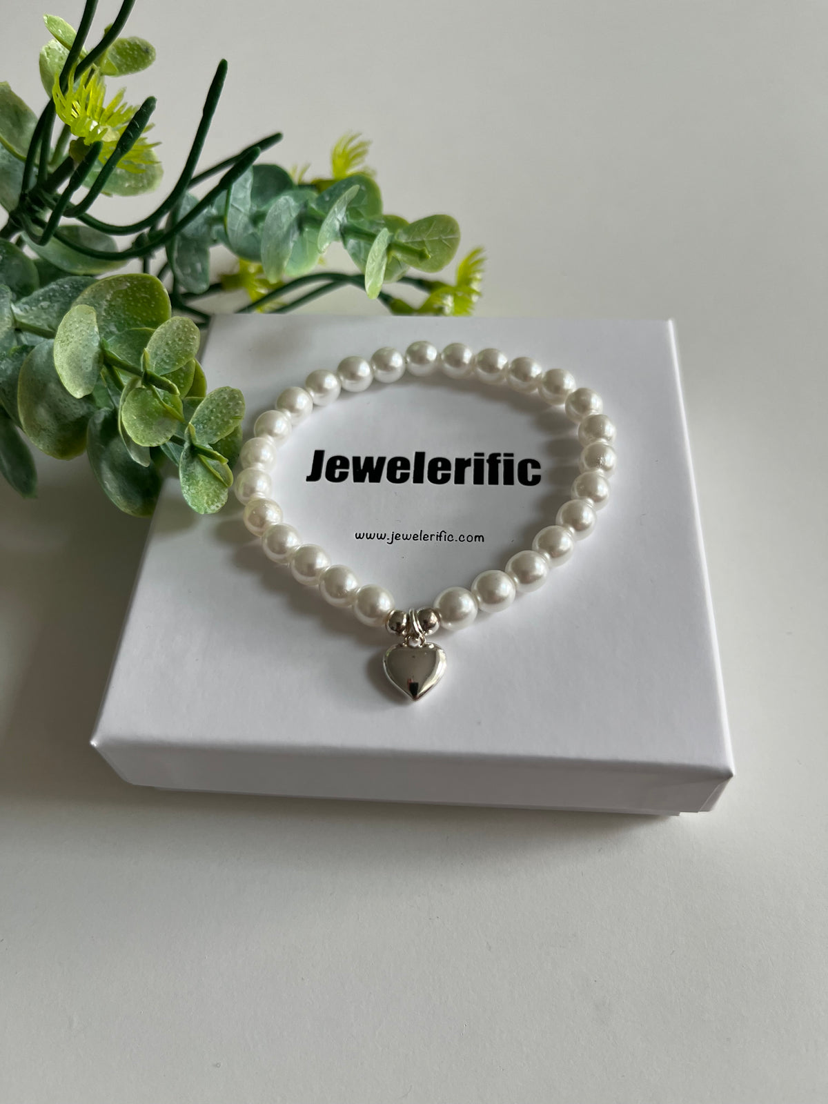 Pearl Bracelet with Silver Heart Charm