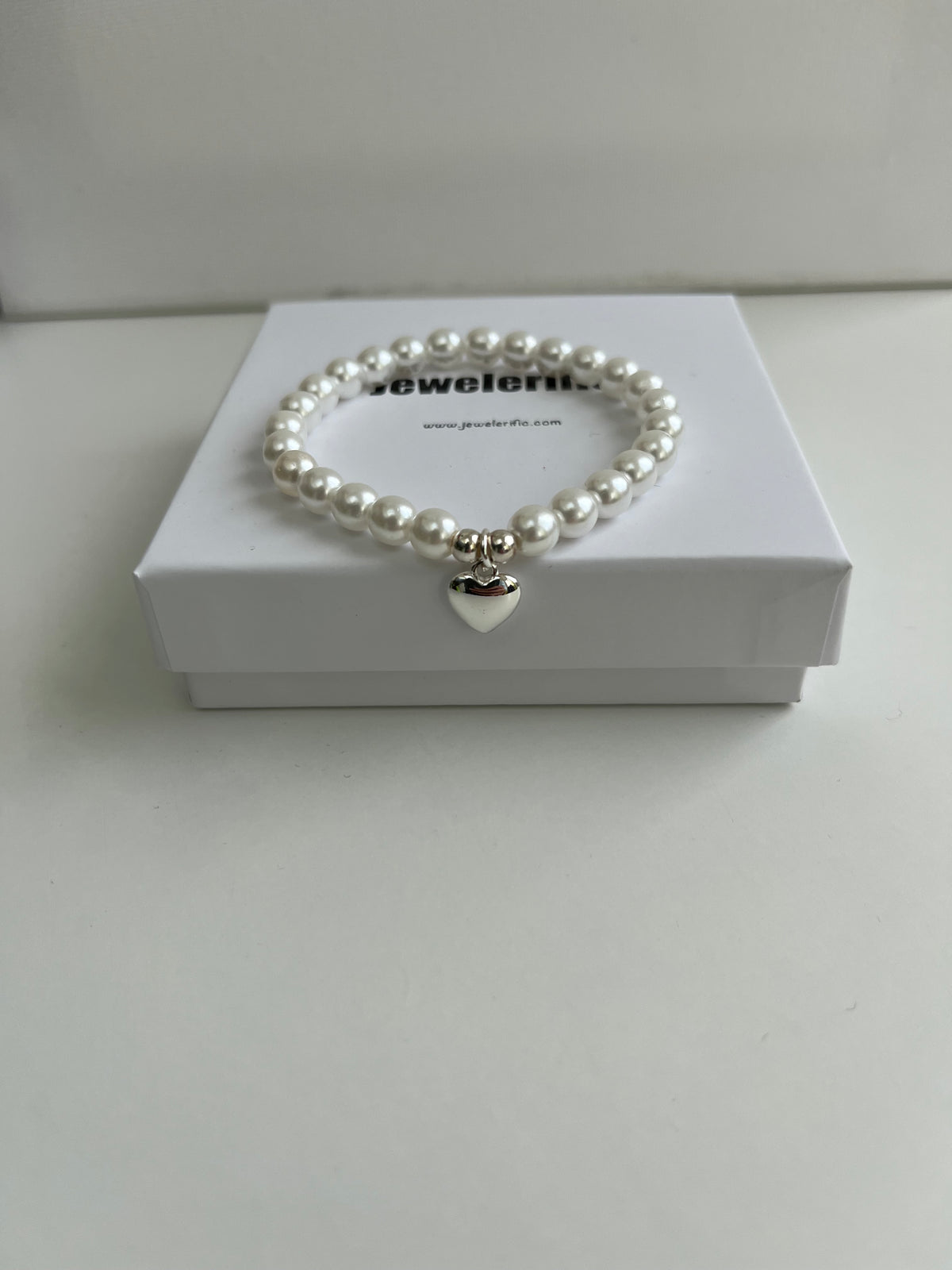 Pearl Bracelet with Silver Heart Charm