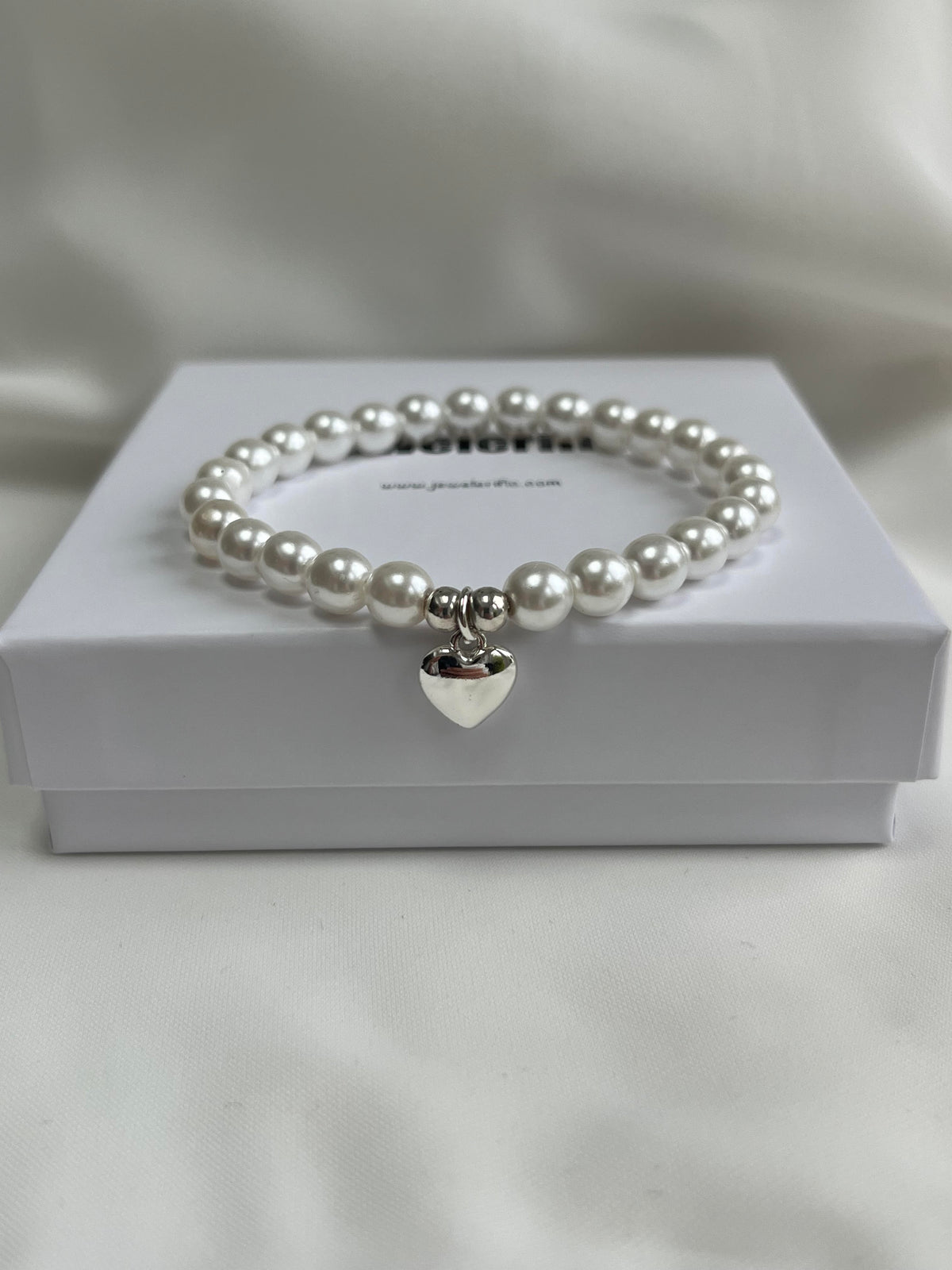 Pearl Bracelet with Silver Heart Charm