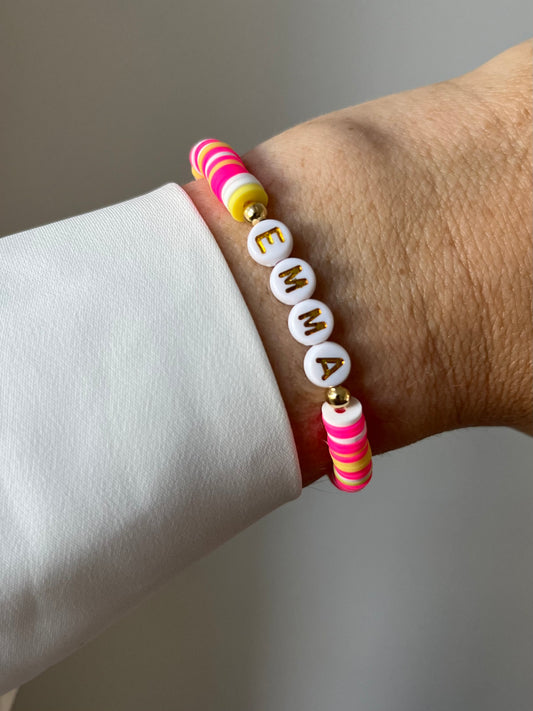 Personalised clay bead bracelet