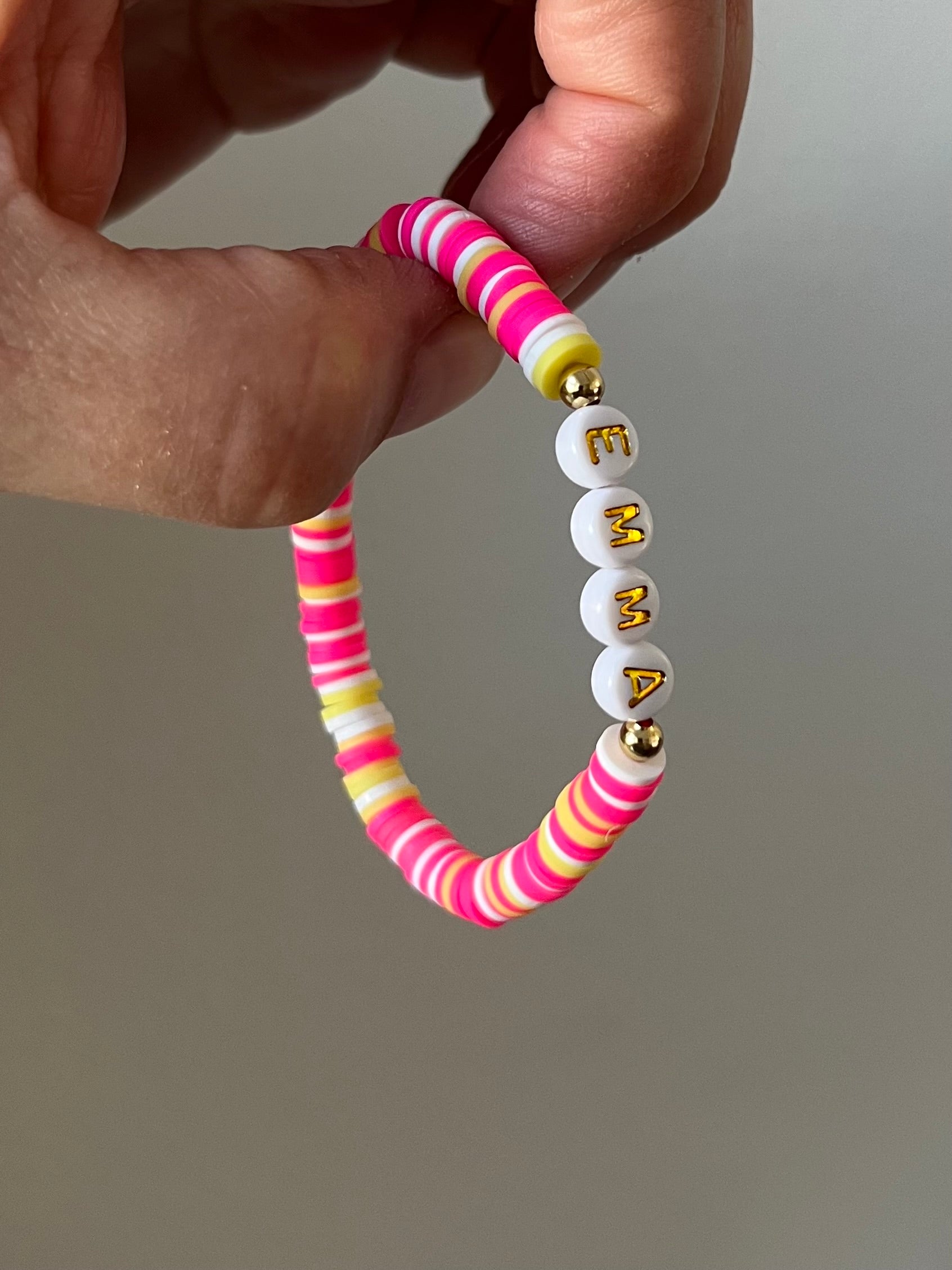 Personalised clay bead bracelet
