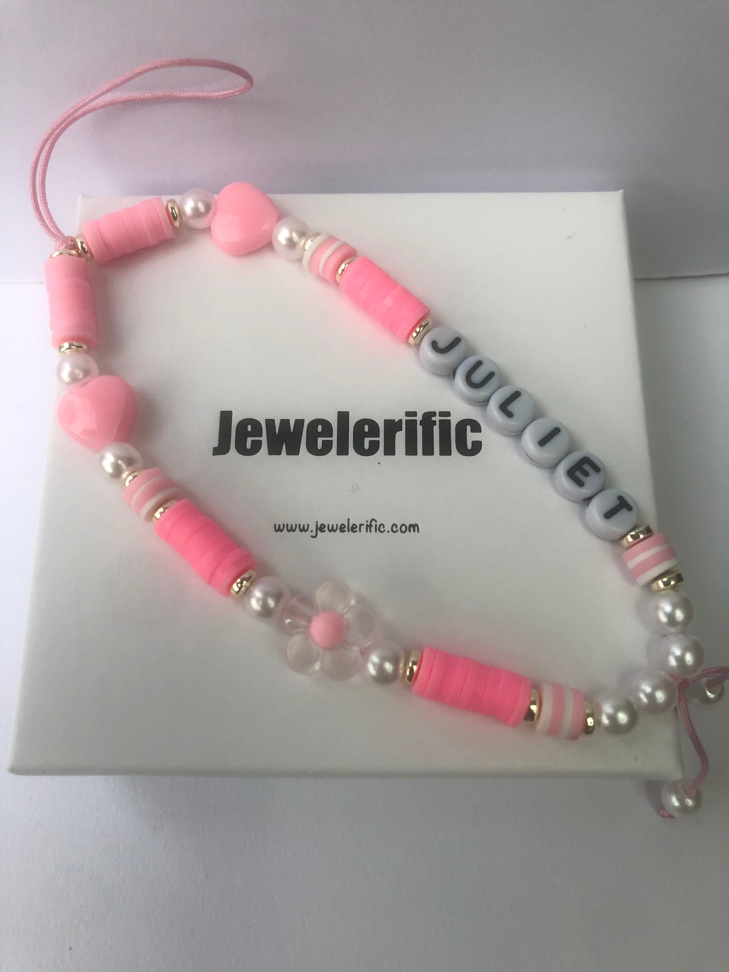 Personalised Pink Phone Charm  - Name