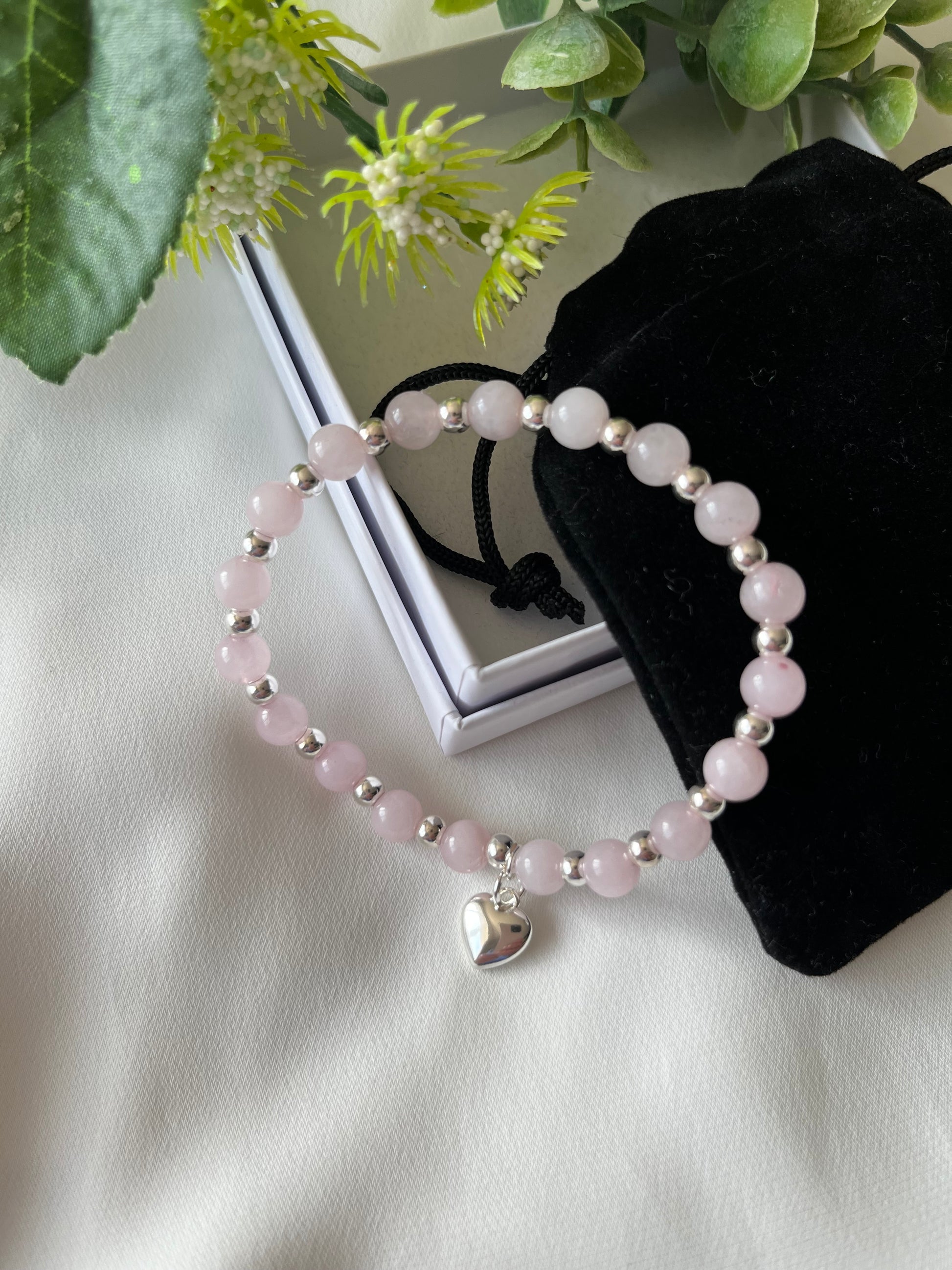 Pink quartz crystal bracelet