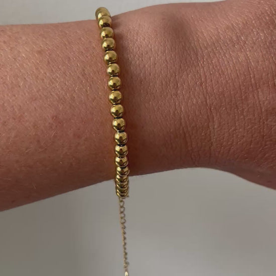 Gold Beaded Bracelet with extender chain