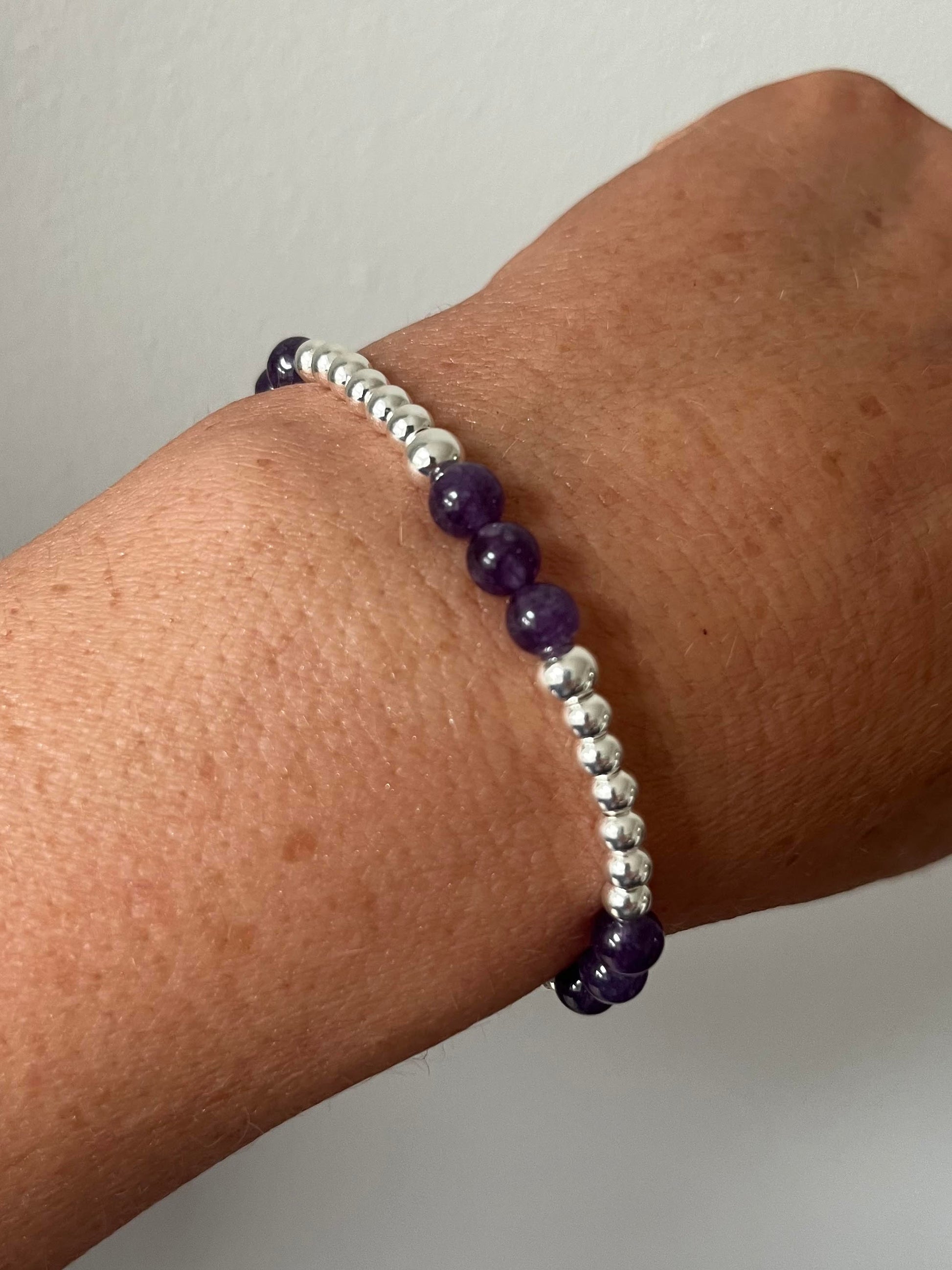 Purple Amethyst with Sterling Silver Bracelet