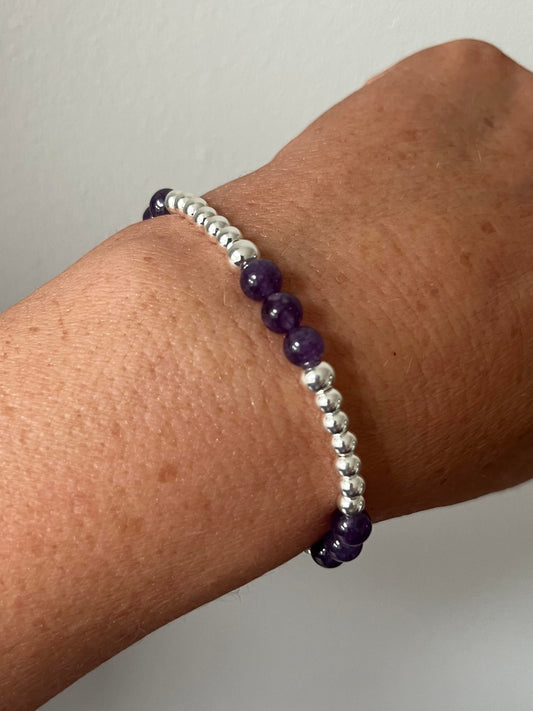 Purple Amethyst with Sterling Silver Bracelet